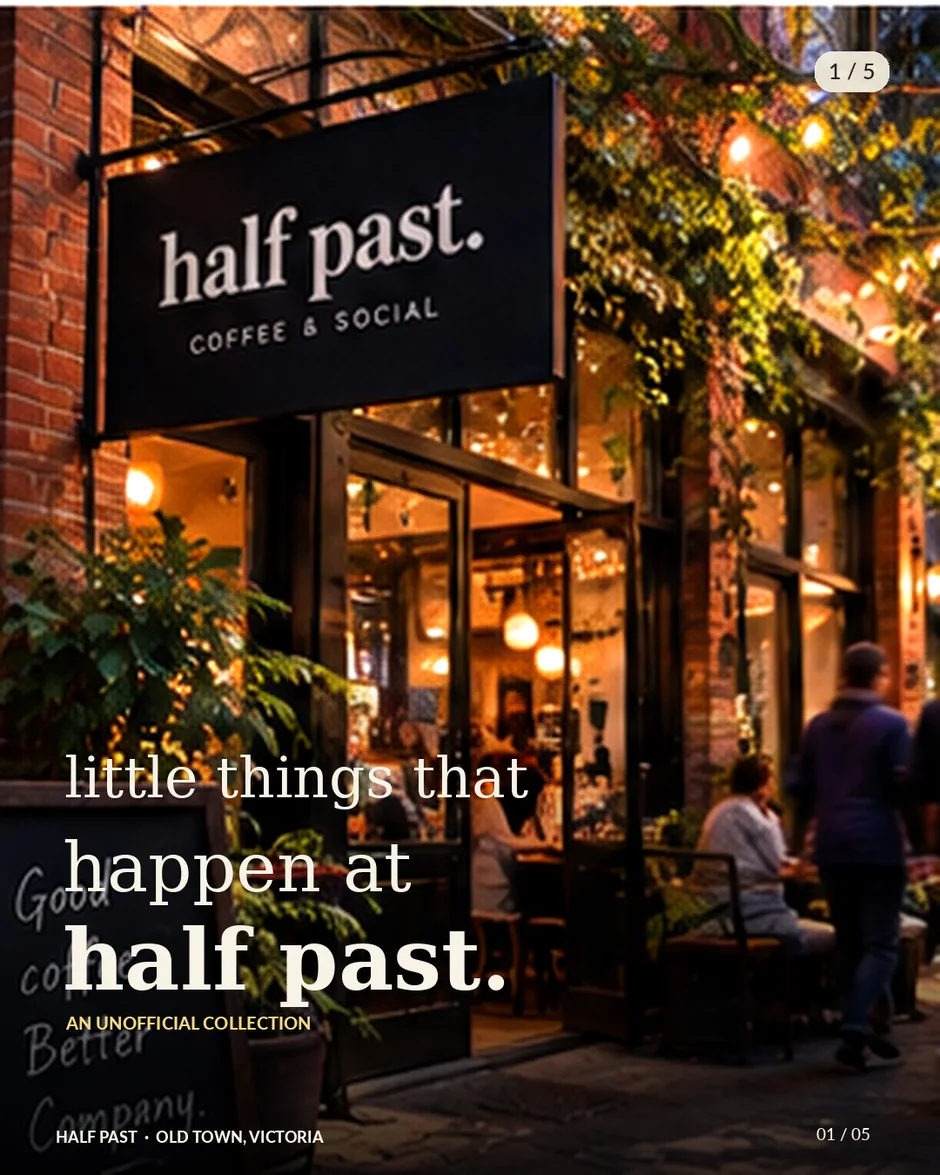 Half Past carousel slide one