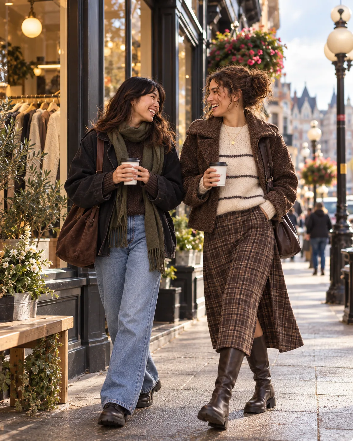 Candid fashion moment between friends in Victoria