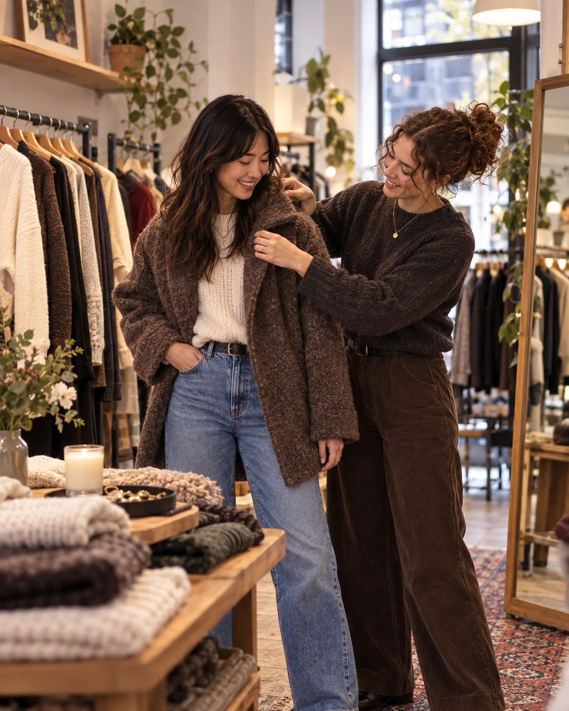 Candid boutique fitting moment