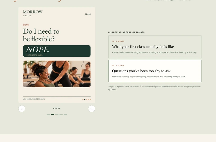 Morrow Pilates creative concept preview
